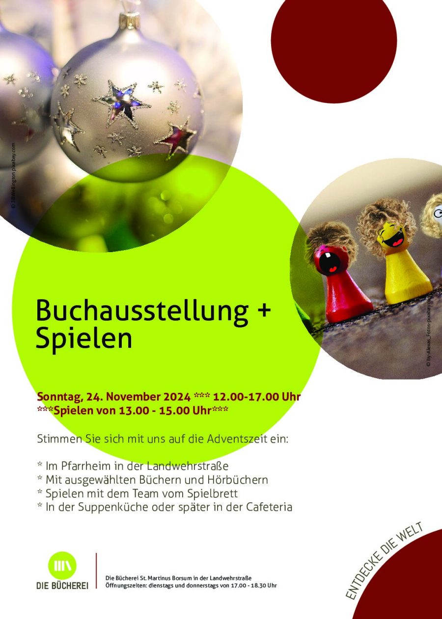 Buchausstellung und Spielen