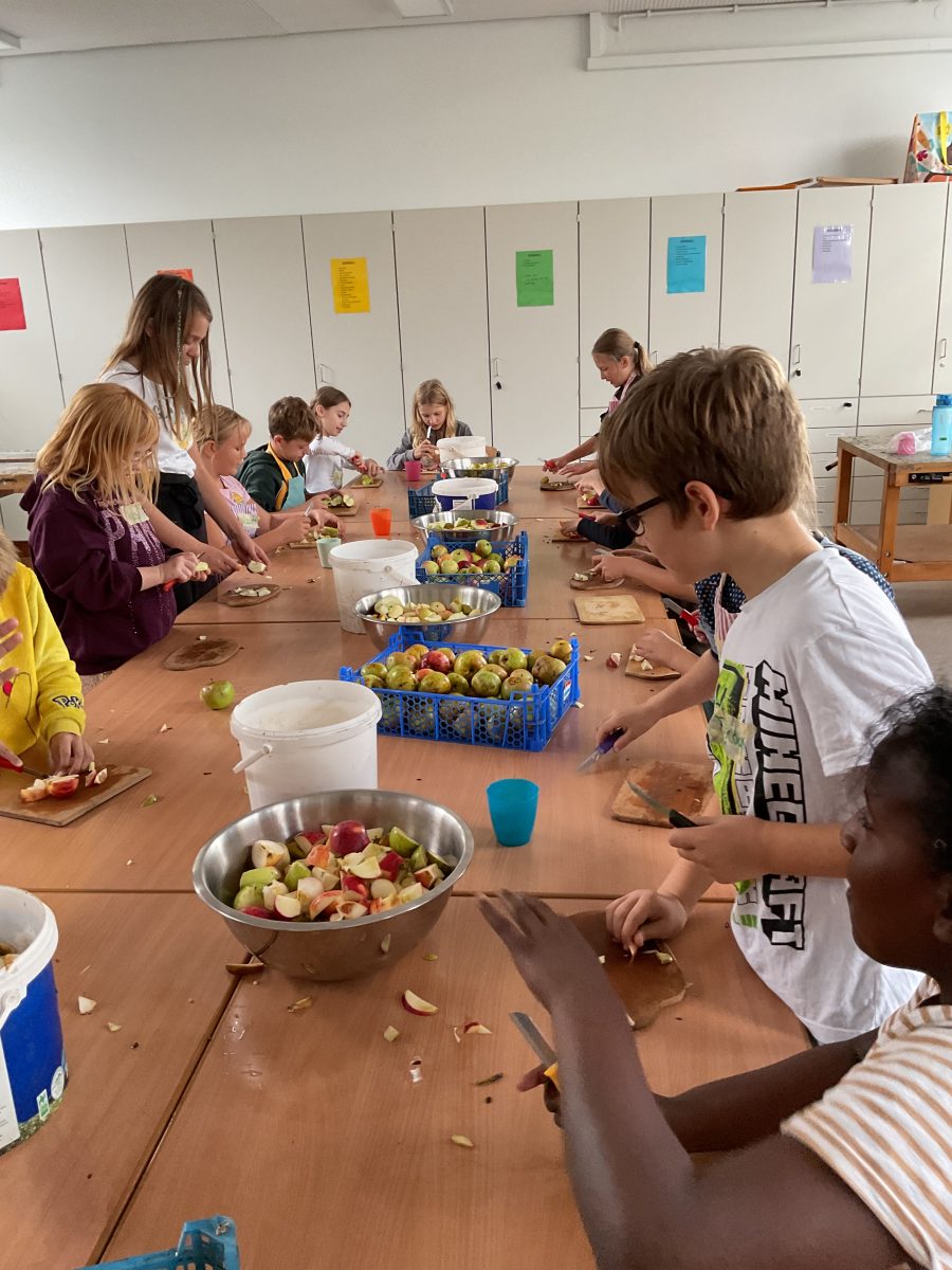 Die 4. Klassen stellen ihren eigenen Apfelsaft her